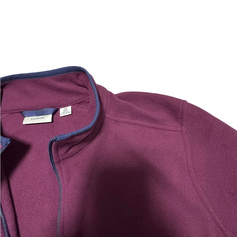 LL Bean Women’s 2X Plus Full Zip Fleece Jacket Burgundy Plum Lightweight - Picture 5 of 12